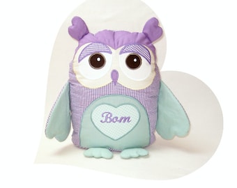 Owl Pillow, Organic Owl, TOY Stuffed Animal Baby Shower Gift