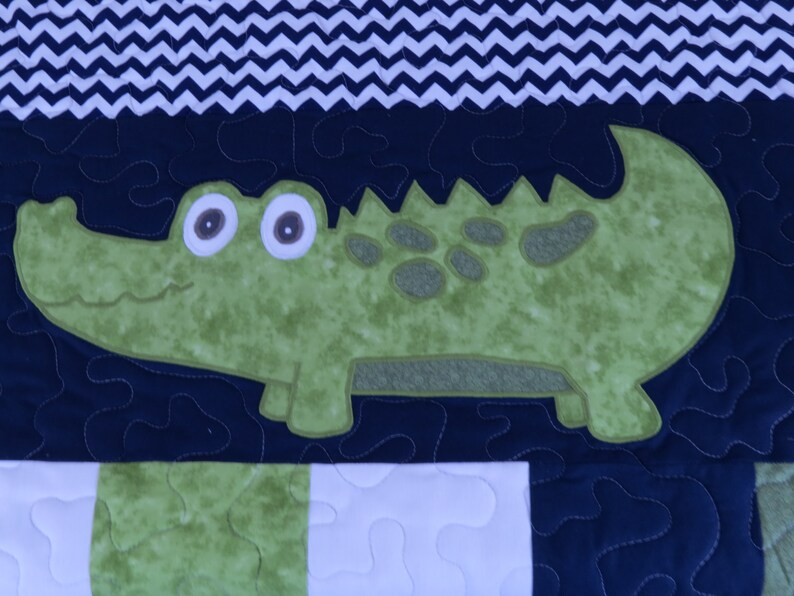 Alligator Blanket Baby Boy Blanket Navy Stripes Preppy Etsy