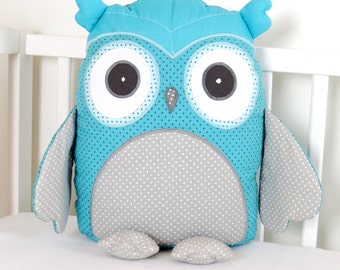 Owl, Teal Owl Pillow, Personalized Baby Owl Pillow, Stuffed  Custom Owl Pillow, Monogram  Baby Pillow
