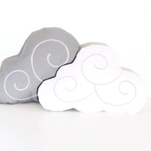 Cloud Pillow Set 2 Solid Gray, White Kid Pillows image 1