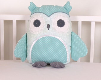 Kids Pillows, Owl Pillowcases, Teal and Gray Decorative Throw Pillow Cover, Personalized Toddler Gift, Childrens Cushion Cover