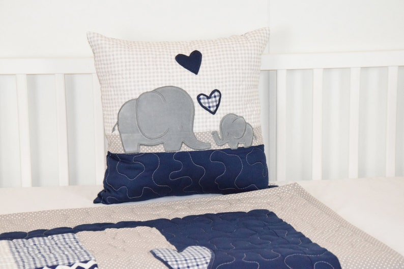 Elephant Baby Blanket Blue Gray Navy Quilt Crib Bedding Etsy