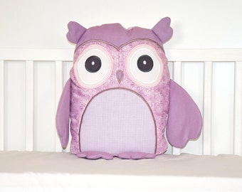 Stuffed owl, Owl doll, Plush owl, Pink and Purple, Plushie  Owl, Fabric Owl Toy, Owl Softie, Patchwork Owl, Cloth Owl Toy, Woodland Hoot Owl