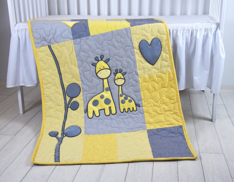 Baby Boy Blanket Giraffe Jungle Quilt Safari Nursery Etsy