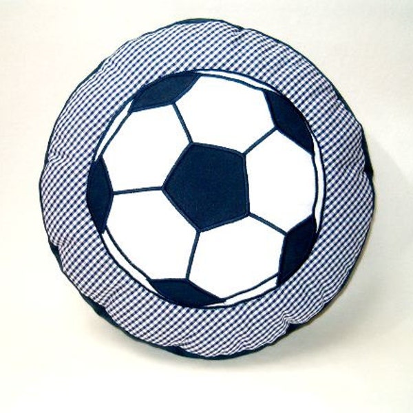 Soccer Ball Pillow, Football Pillow into Children's Room - Ball Pillow- Blue and White Cushion -