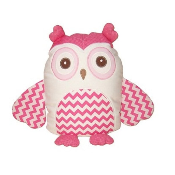 Chevron owl pillow,  stuffed toy, animal doll, cuddly and cutie bird, gift for children and adults, white and pink unique