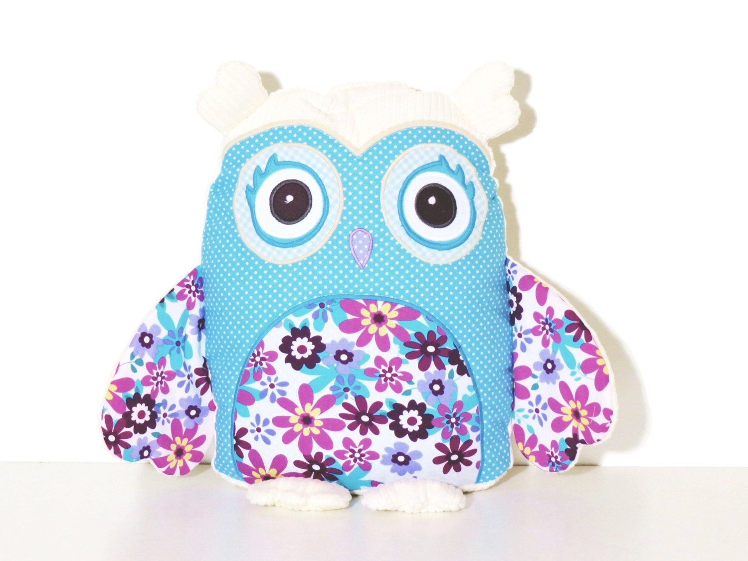 Personalized Owl Pillow Turquoise And Purple Owl For Baby Girls Gift