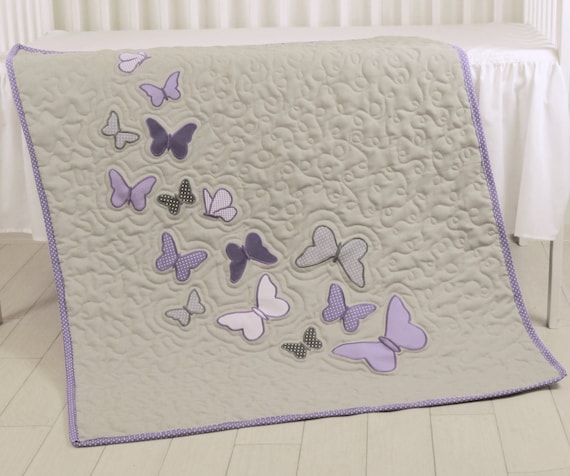 Butterfly Blanket Gray Purple Butterfly Quilt Blanket Modern