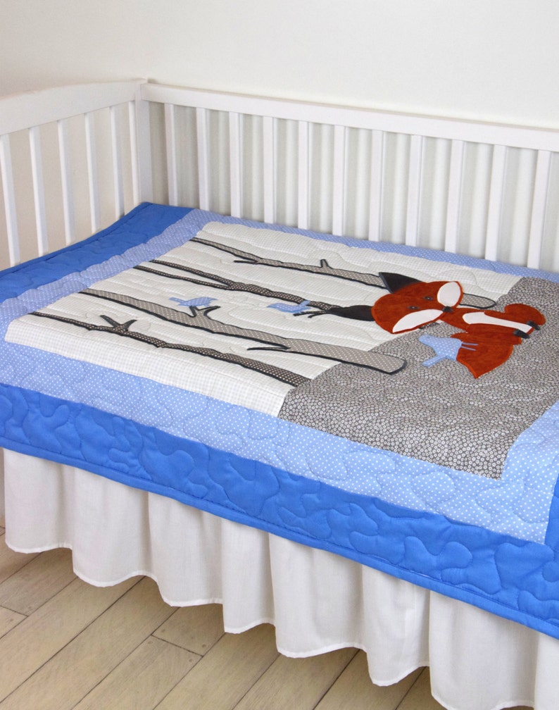 Fox Blanket Woodland Nursery Quilt Baby Boy Quilt Boy Crib Etsy