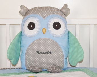 Owl Pillow Plush Animal, Stuffed Bird, Decorative Cuddly Toy, Toddler Gift, Baby Shower Gift