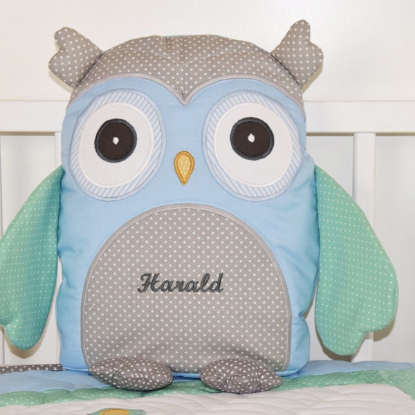 Owl Pillow Plush Animal, Stuffed Bird, Decorative Cuddly Toy, Toddler Gift, Baby Shower Gift
