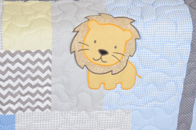 Baby Blue Blanket Elephant Boy Quilt Crib Safari Bedding Etsy