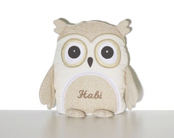 Stuffed Animal, Stuffed Owl Toy, Personalized Owl Pillow case