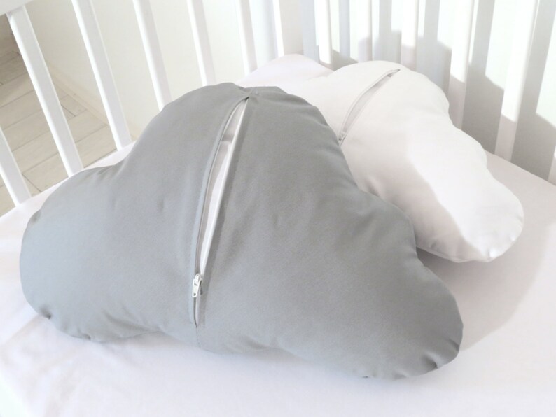 Cloud Pillow Set 2 Solid Gray, White Kid Pillows image 3
