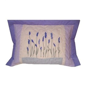 Lavender pillow, floral pillowcase, handmade throw pillow, quilted pillow embroidered, village home Decor, Lavendelkissen image 2