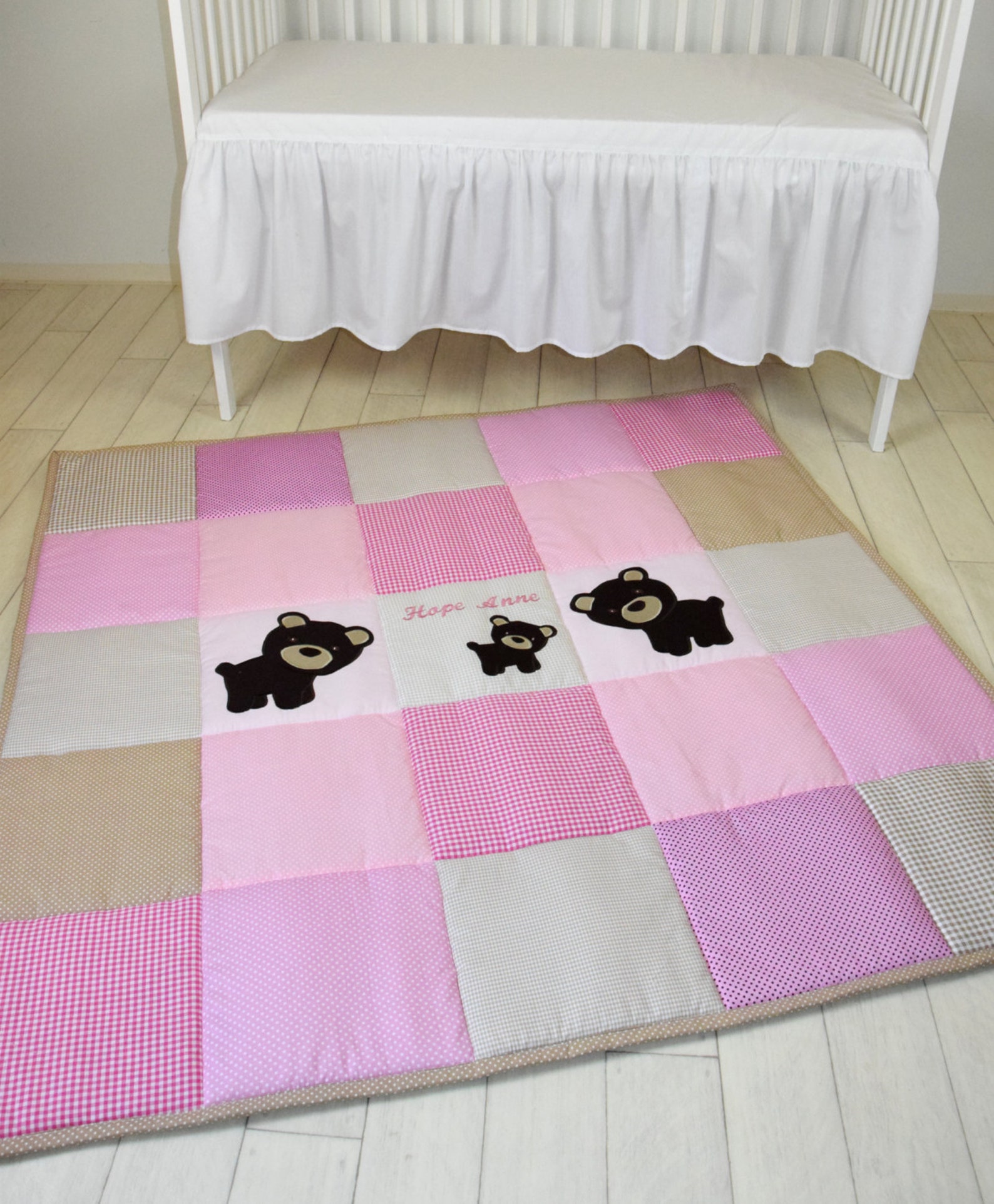Pink playmat baby girl play mat bear floor gym crawl mat Etsy