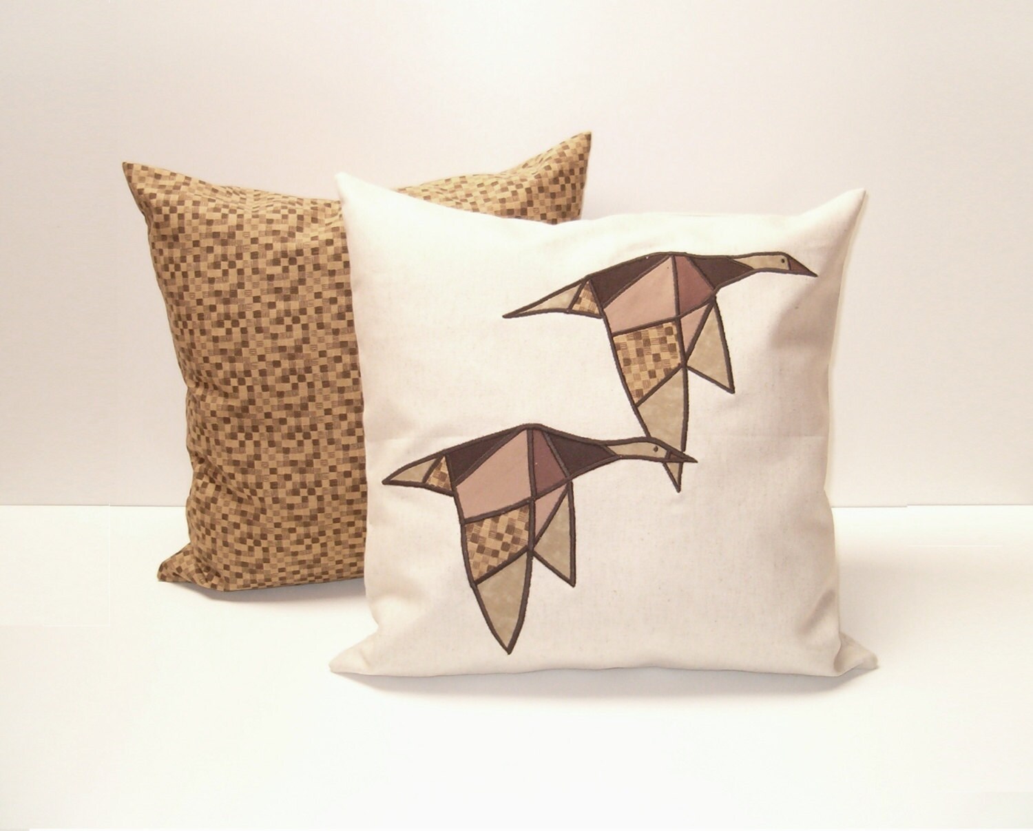 Modern Geometric Bird Cushions Designer Pillow Appliqued
