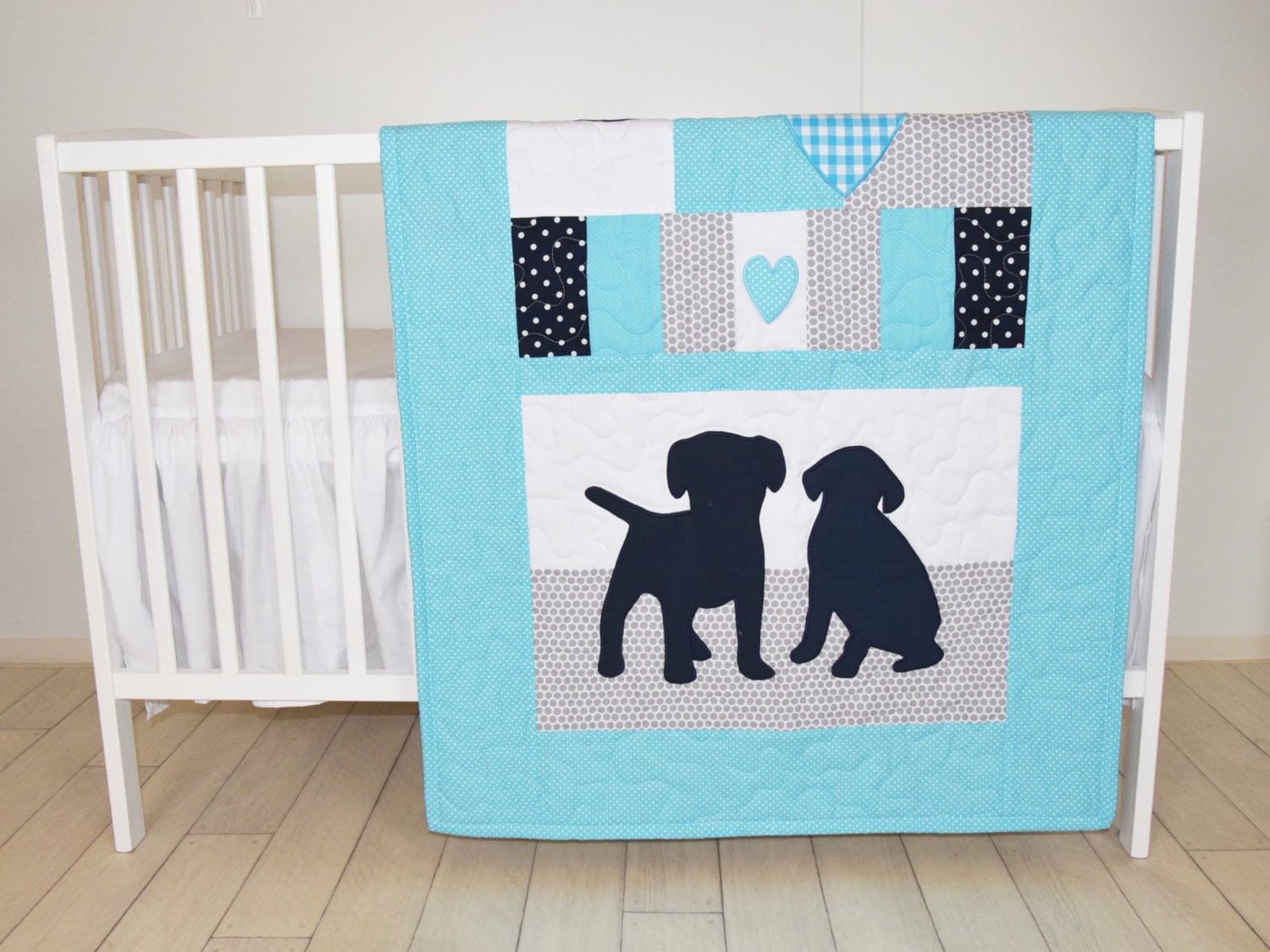 Puppy Blanket Dog Nursery Quilt Baby Boy Crib