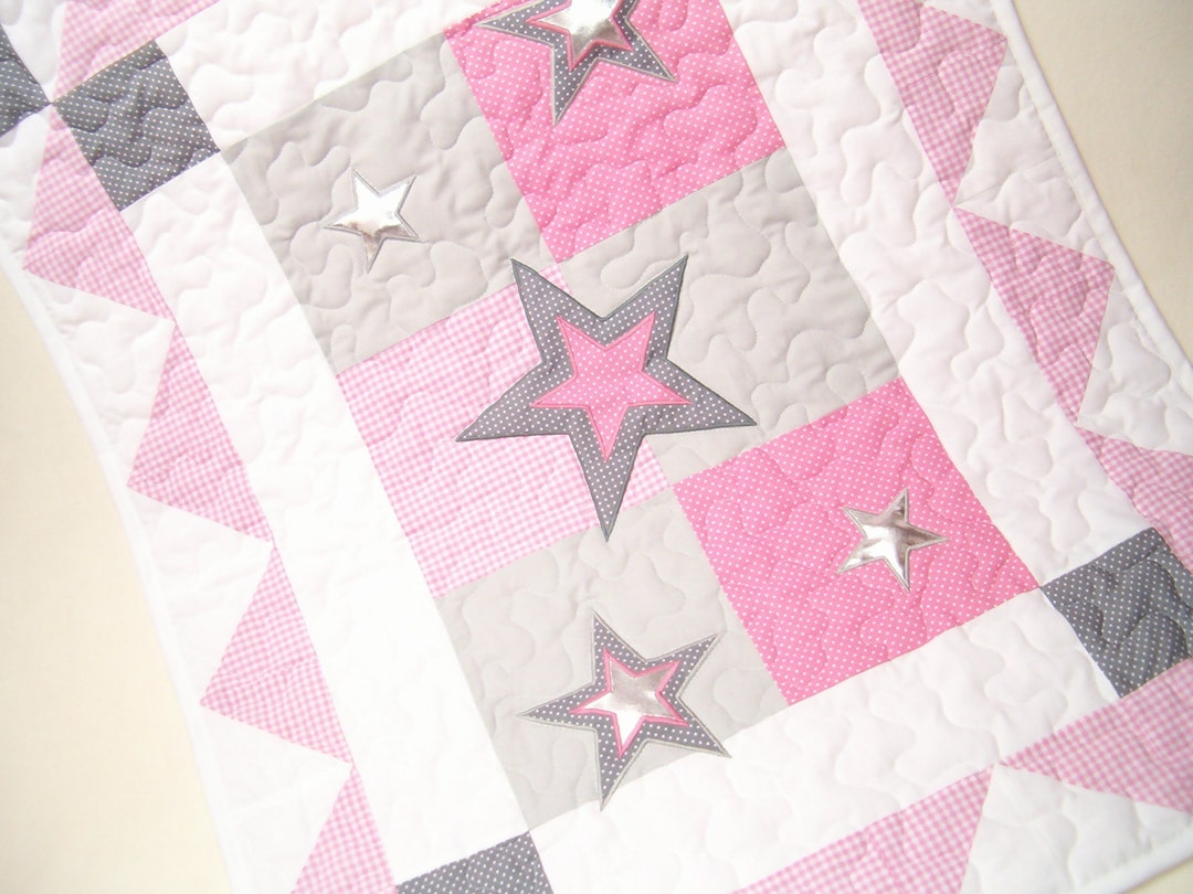 Star Quilt, Crib Baby Quilt, Organic Nursery Bedding, Personalized Baby