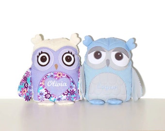 Owl Pillows (2), Organic Owl, Kid Bedroom Decor,  Stuffed owl