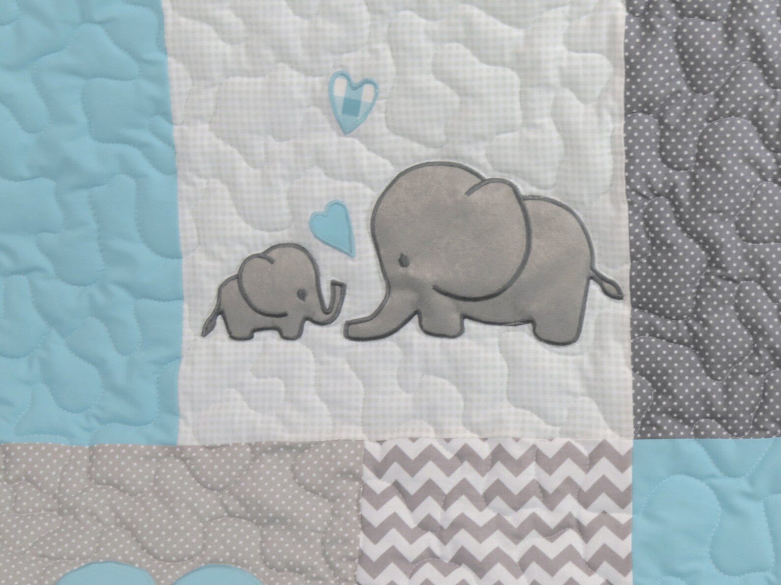 Aqua Gray Blanket Elephant Quilt Blanket Chevron Baby Etsy