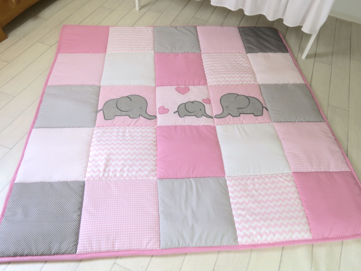 Baby Playmat Chevron Play Mat Pink Gray Baby Rug Crawling Etsy