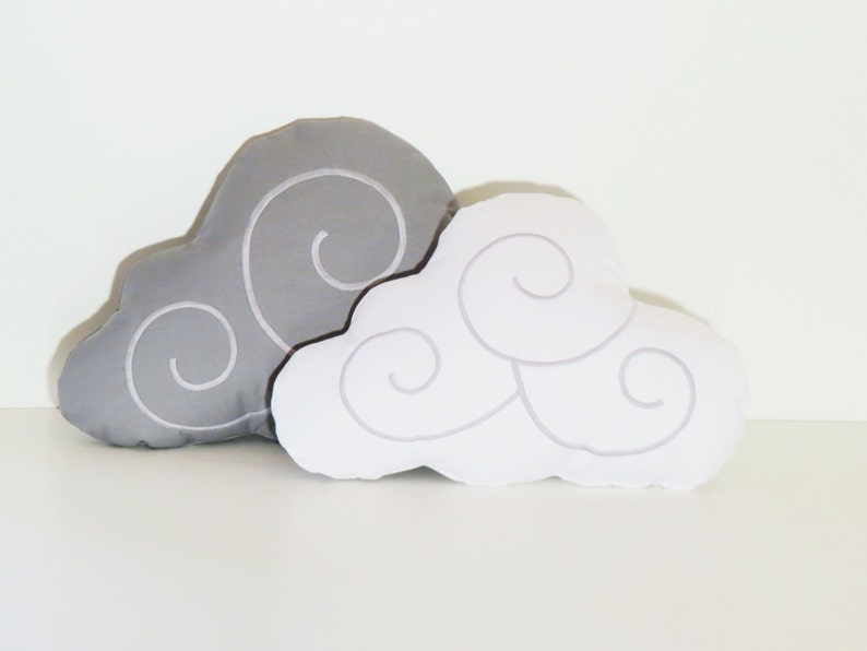 Cloud Pillow Set 2 Solid Gray, White Kid Pillows image 2