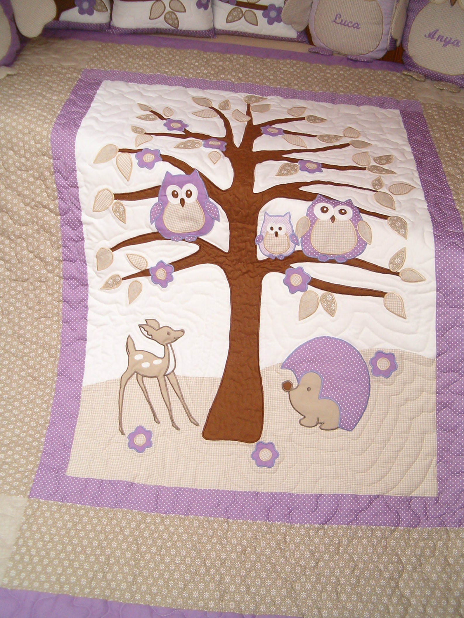 Kids Blankets Handmade Quilt Blanket Purple Owl Quilt and Etsy