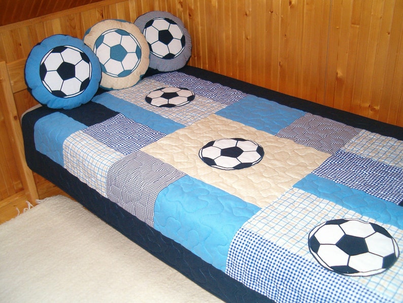 Soccer Ball Quilts Patchwork Toddler Blanket Sports Theme Etsy