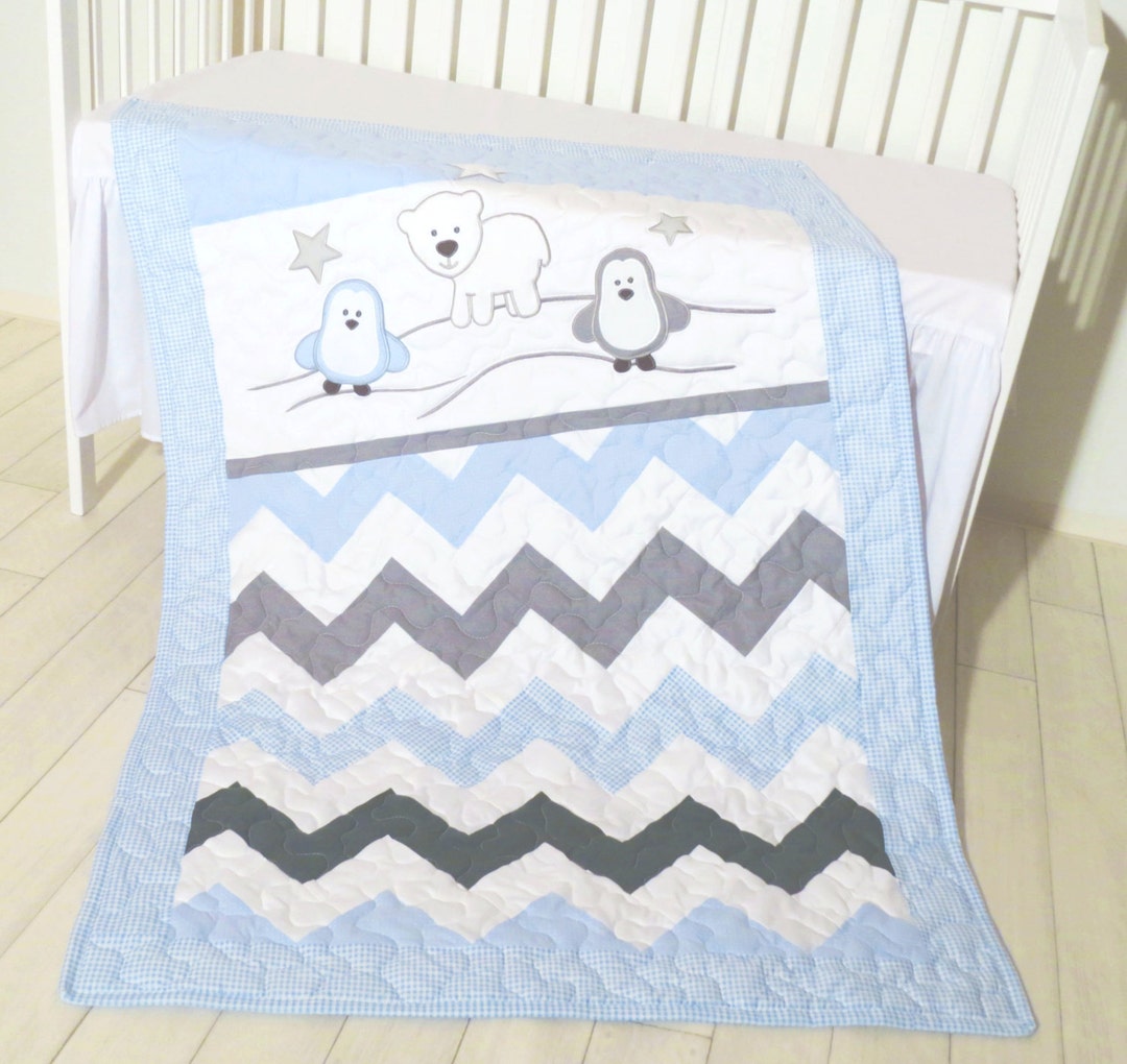 Penguin Crib Quilt Handmade Crib Quilt for Baby Boy Etsy