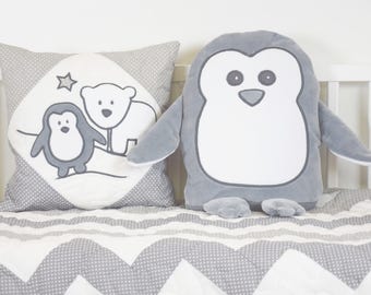 Penguin Pillow Plush Animal or Toddler Gift Penguin Pillow made from Soft plush