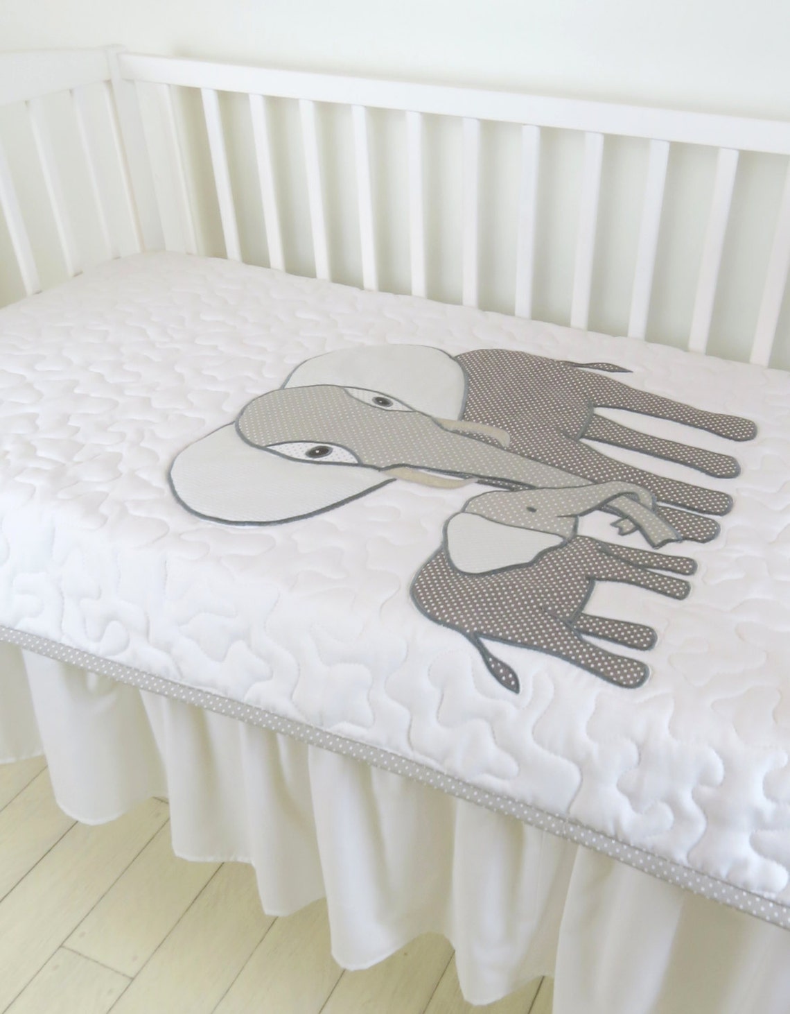 Gray Baby Blanket Elephant Crib BeddingModern Baby Boy Quilt Etsy