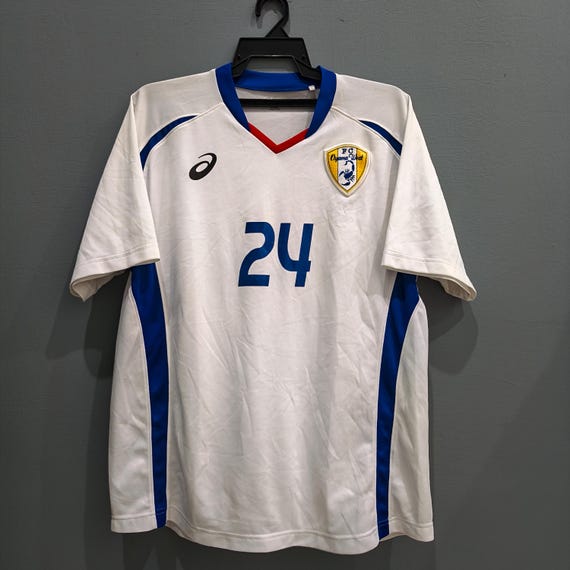 Asics, Vintage Asics FC Oyama West Japanese Football Jersey Shirt Size L JASPO #24