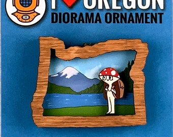 Mushroom  Hiker Oregon Ornament or Magnet
