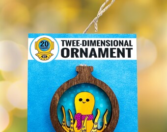Octopus with Scarf Twee-Dimensional Wood Ornament