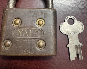 Early Yale Push Key Lock with Working Key