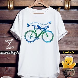 Bicycle Tshirts [Nature's Bicycle] Bike with Birds Tee | Nature Cycling Graphic Shirt