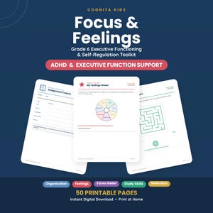 Grade 6 ADHD Executive Functioning Toolkit, Middle School Study Skills & Stress Management (PDF)