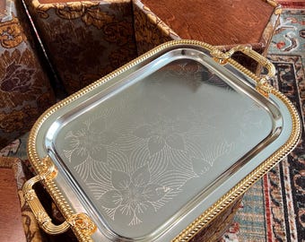 Gold/Silver Serving Plate, Tray, Middle Eastern, Arabic, Tea