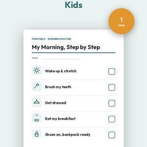 Morning Routine Chart for Kids Printable | Visual Checklist Ages 2-12 | Get Ready Chart (PDF)