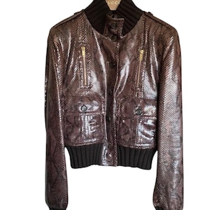 NWT  Gucci Snake Python Leather Jacket Blouson Woman 40