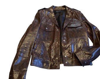 Chaqueta tipo blusón de piel de pitón de GUCCI, modelo exclusivo de Tom Ford — Talla 46