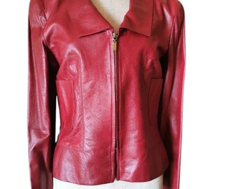 Chaqueta de piel CHANEL talla 38 roja
