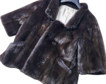 Chaqueta/Abrigo Kiton de piel de visón auténtica — Talla 42 (aprox. XL) para mujer