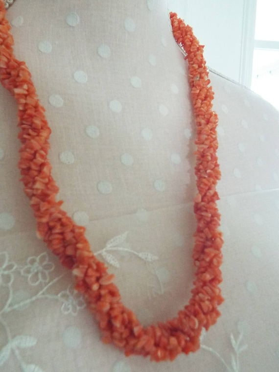 Necklace Coral Chip Five Twisted Strand Necklace … - image 10