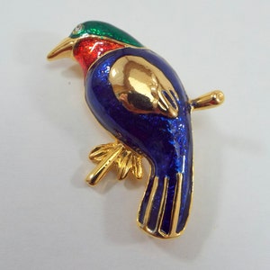 80s Vintage Enamel Bird Pin Colorful Enamel