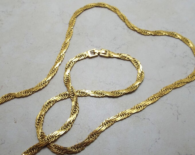 Nice Trifari Gold Braided Flat Chain Necklace Looks Great - Etsy