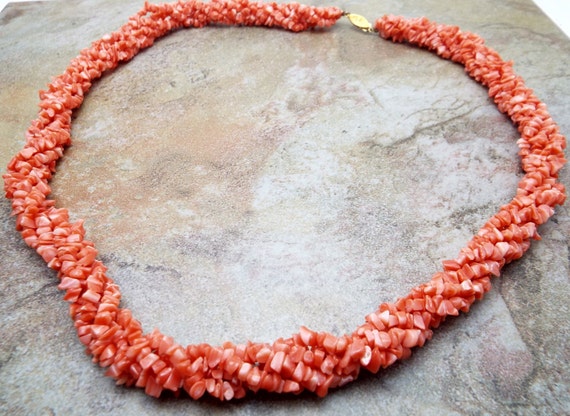 Necklace Coral Chip Five Twisted Strand Necklace … - image 5