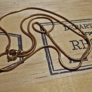 Fine Thin Vintage Gold Snake Chain 16 Inch