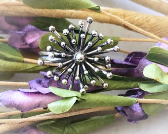 Sterling Silver Starburst Adjustable Ring Vintage Beautiful Currently set at approximate size 7